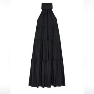 Theory Tiered Halter Midi Dress Womens Black Size M